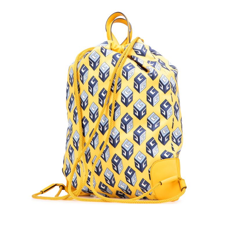 Gucci Toriko Drawstring Cube Backpack Nap Sac Yellow Blue Nylon Leather — view 2