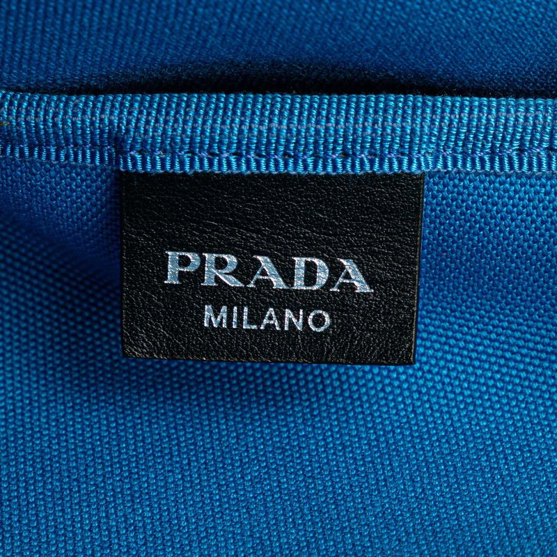 Prada Logo Tote Shoulder Bag Black Canvas Leather — view 5