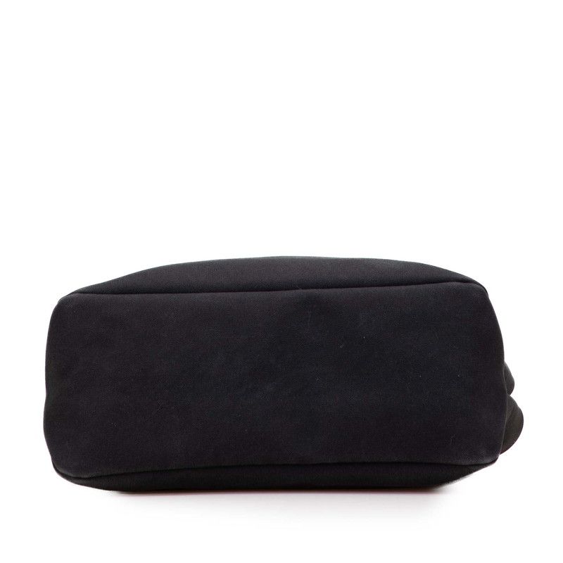 Prada Logo Tote Shoulder Bag Black Canvas Leather — view 3