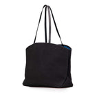 Prada Logo Tote Shoulder Bag Black Canvas Leather — view 2