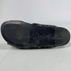 Fendi Feel Zucca Pattern Flat Sandals Shoes Leather Brown Black — view 2