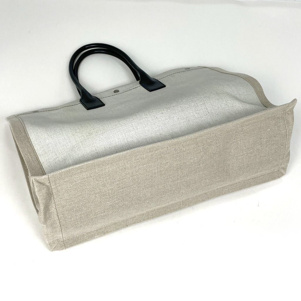 Saint Laurent Yves Logo Tote YSL Canvas White Beige — view 2