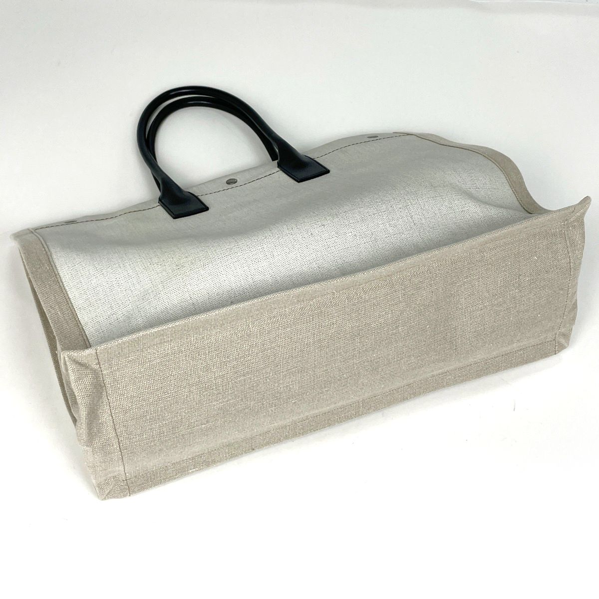 Saint Laurent Yves Logo Tote YSL Canvas White Beige — view 2