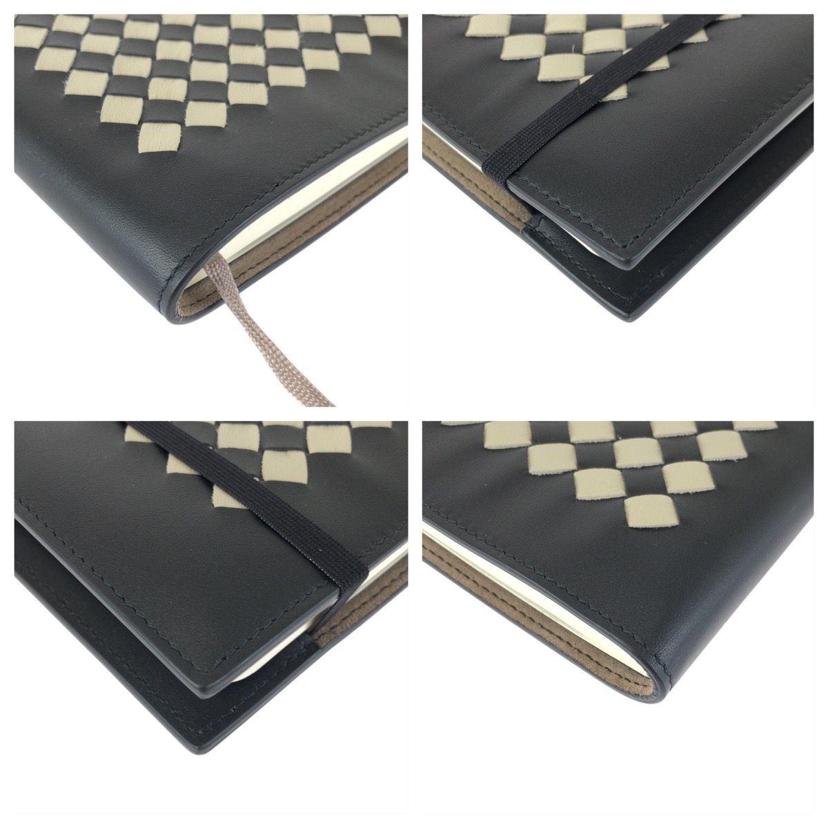 Bottega Veneta Intrecha Top Black White Leather No Top Book Cover Notebook — view 3