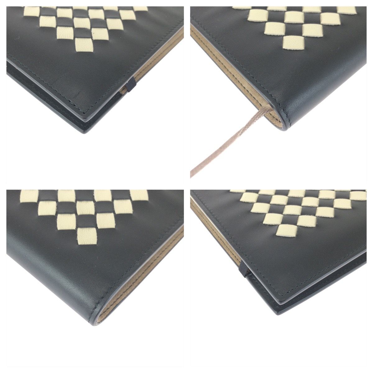 Bottega Veneta Intrecha Top Black White Leather No Top Book Cover Notebook — view 4