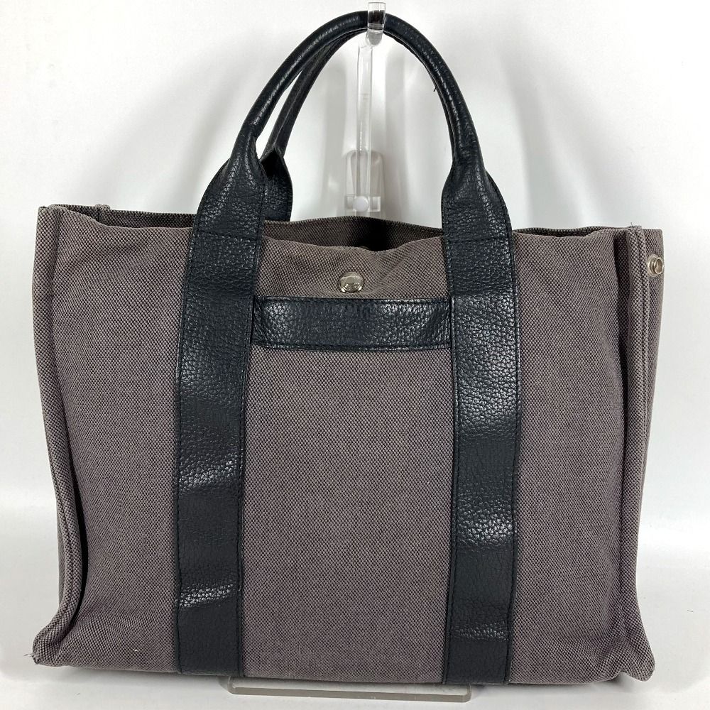 Hermes Handbag Sac Ane MM Leather Canvas Gray — view 2