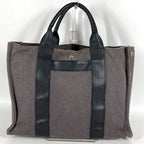 Hermes Handbag Sac Ane MM Leather Canvas Gray — view 2