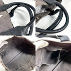 Hermes Handbag Sac Ane MM Leather Canvas Gray — view 8