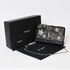 Saint Laurent Shoulder Bag YSL Logo Star Studs Leather Gold Black