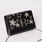 Saint Laurent Shoulder Bag YSL Logo Star Studs Leather Gold Black — view 4