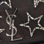Saint Laurent Shoulder Bag YSL Logo Star Studs Leather Gold Black — view 7