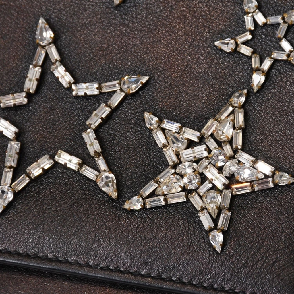 Saint Laurent Shoulder Bag YSL Logo Star Studs Leather Gold Black — view 8