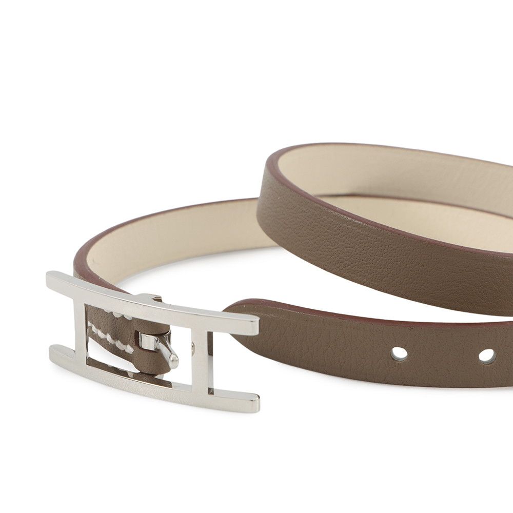 Hermes Bracelet Behapi Double Tour Etoupe Nata Silver Swift T3 — view 5