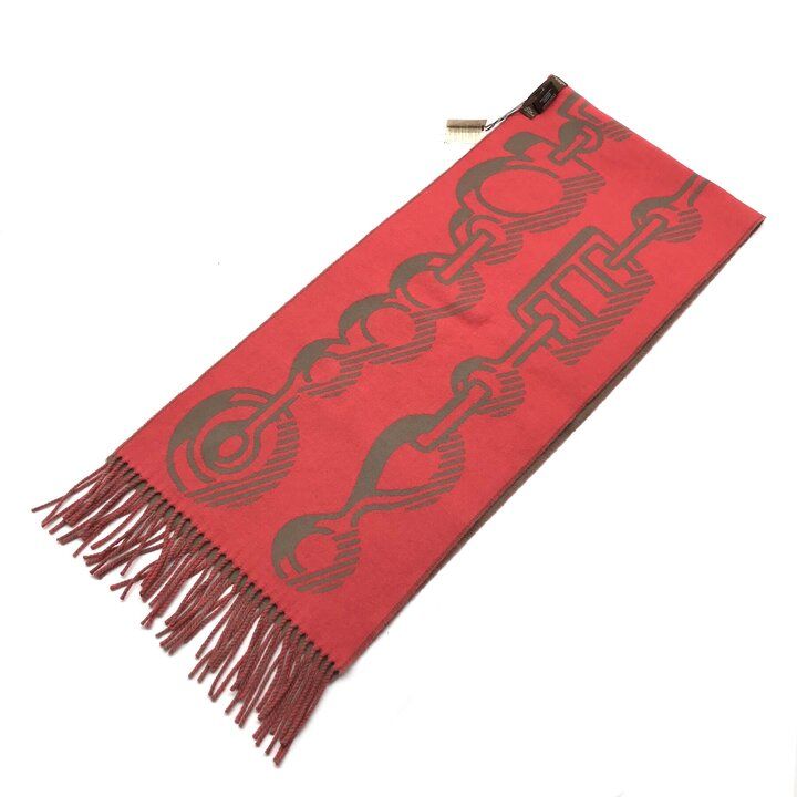 Hermes Dore Buckle Cashmere 100% Scarf Shawl Brown Red — view 5