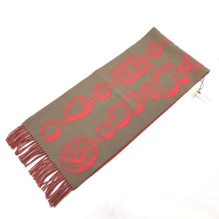 Hermes Dore Buckle Cashmere 100% Scarf Shawl Brown Red — view 3