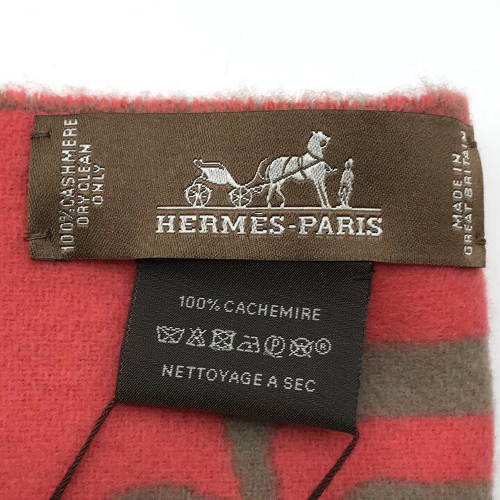 Hermes Dore Buckle Cashmere 100% Scarf Shawl Brown Red — view 6