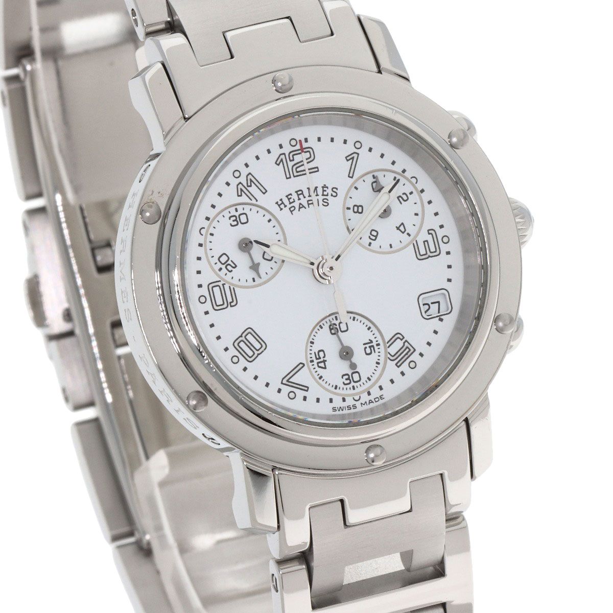 Hermes Clipper Chrono Watch SS — view 4