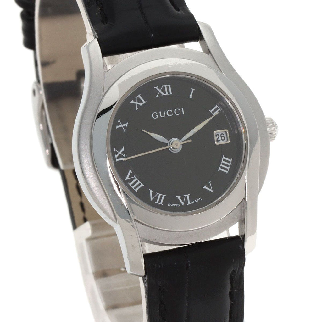Gucci Round Face Watch SS Leather — view 4