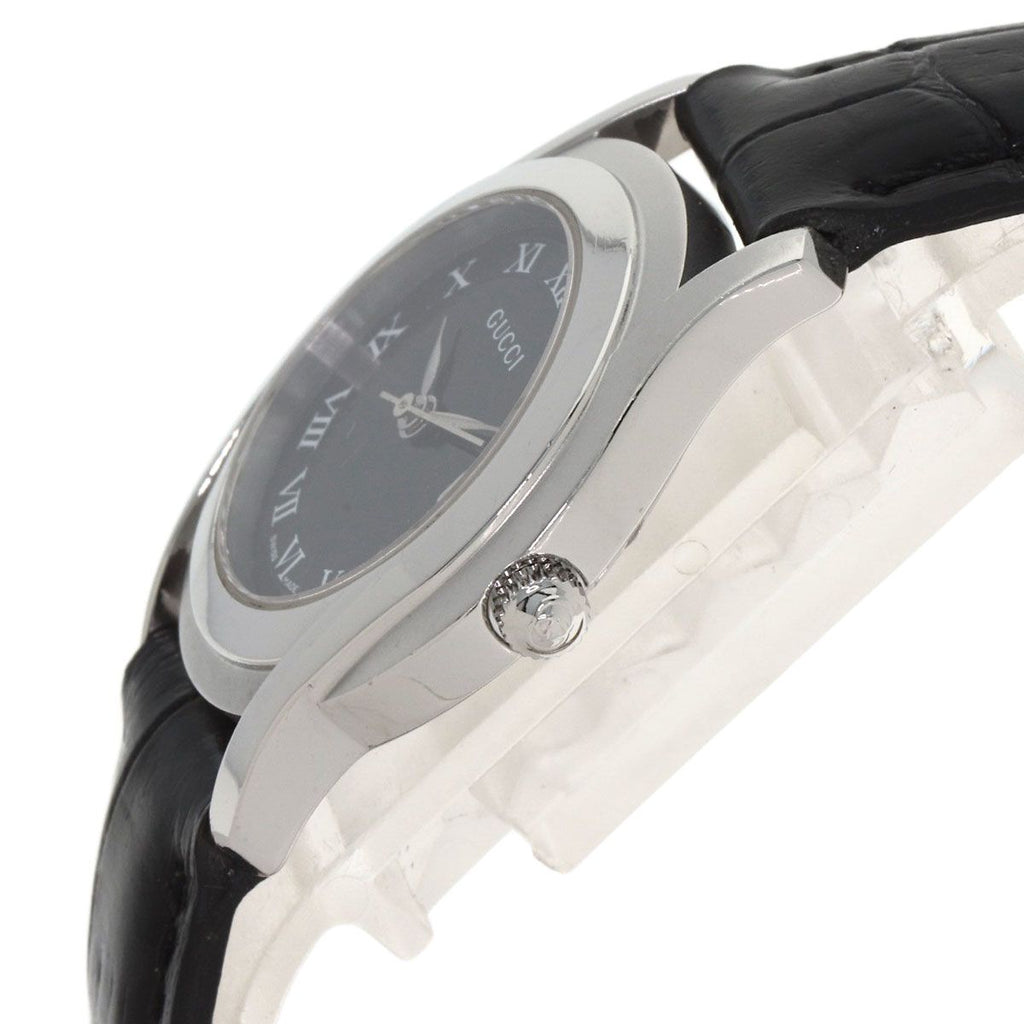 Gucci Round Face Watch SS Leather — view 5
