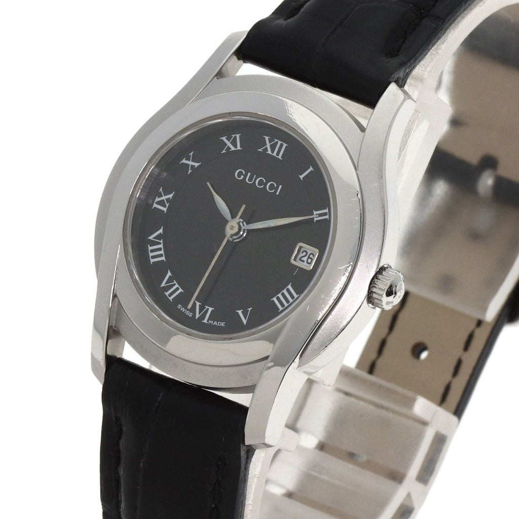 Gucci Round Face Watch SS Leather — view 3