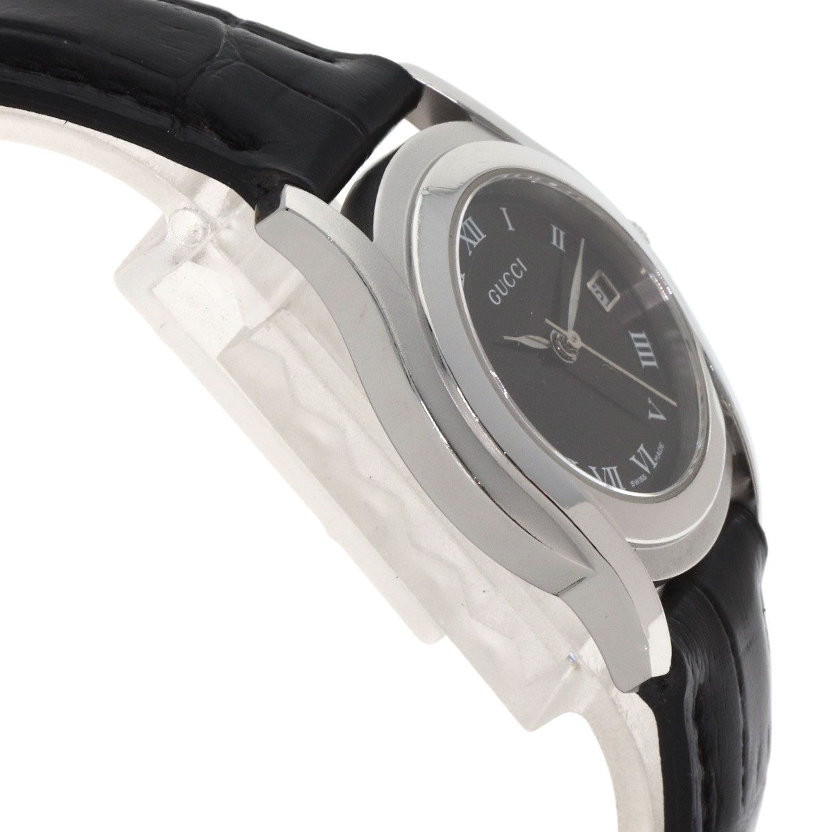 Gucci Round Face Watch SS Leather — view 6