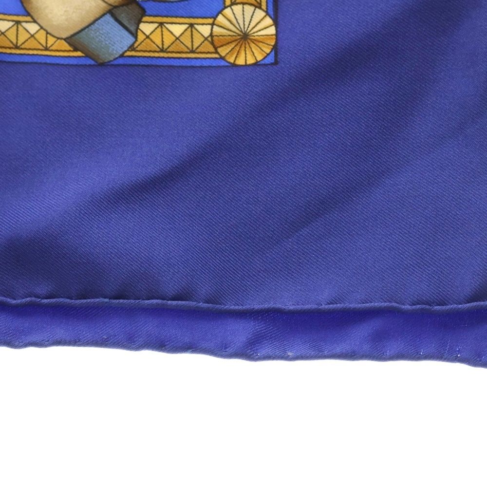 Hermes Presentation de Chevavx Carre 90 Silk Horse Print Scarf Blue — view 3