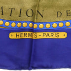 Hermes Presentation de Chevavx Carre 90 Silk Horse Print Scarf Blue — view 6