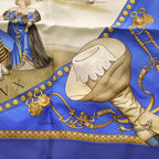 Hermes Presentation de Chevavx Carre 90 Silk Horse Print Scarf Blue — view 2