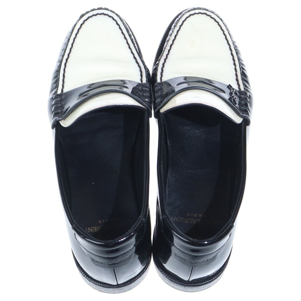 Saint Laurent Paris le Loafer Penny Slippers Patent le Shoes Black White — view 4