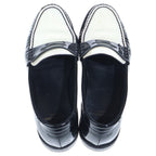 Saint Laurent Paris le Loafer Penny Slippers Patent le Shoes Black White — view 4