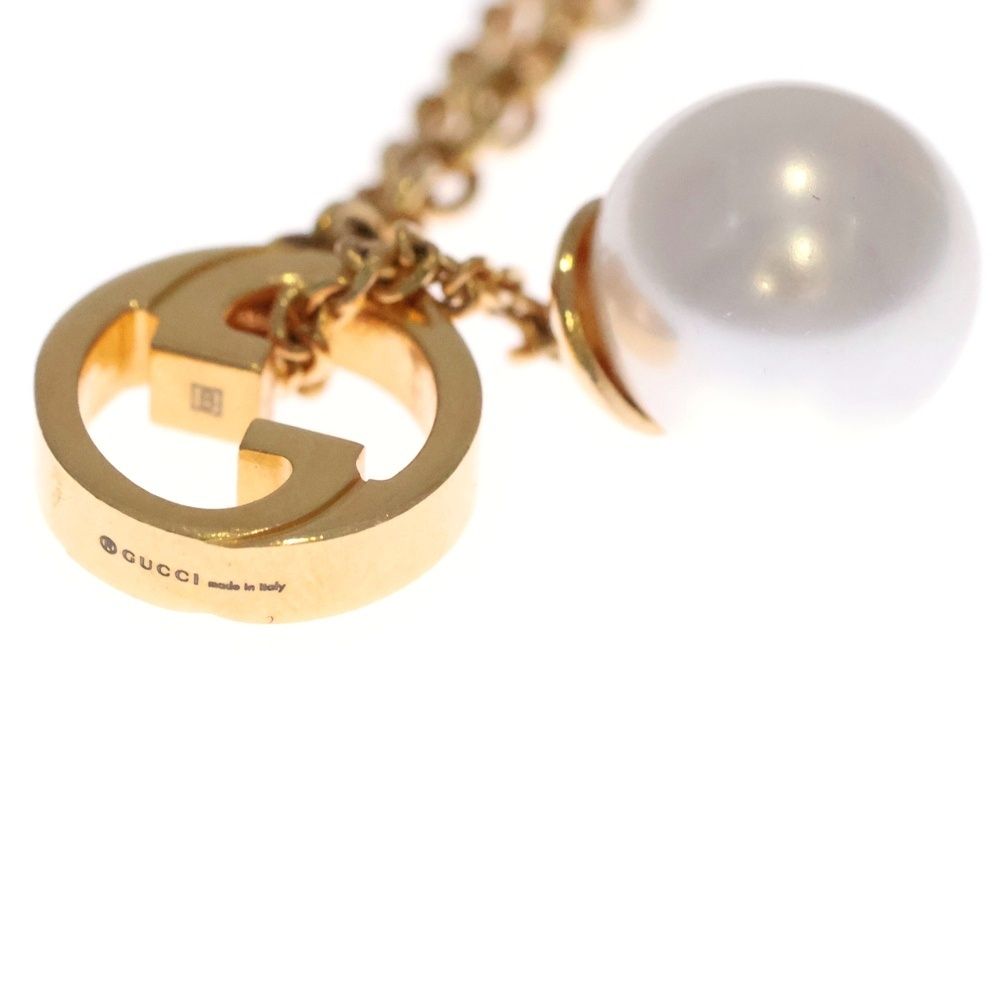 Gucci Blanc D Interlocking Drop Pearl Necklace Gold — view 5