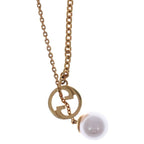 Gucci Blanc D Interlocking Drop Pearl Necklace Gold — view 3