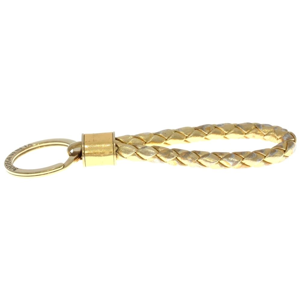 Bottega Veneta Intresio Leather Key Holder Gold — view 4