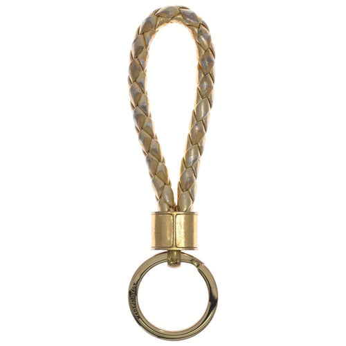 Bottega Veneta Intresio Leather Key Holder Gold — view 2