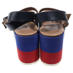Hermes Wedge Sole Multicolor Leather Strap Platform Sandals Shoes Black Beige — view 3