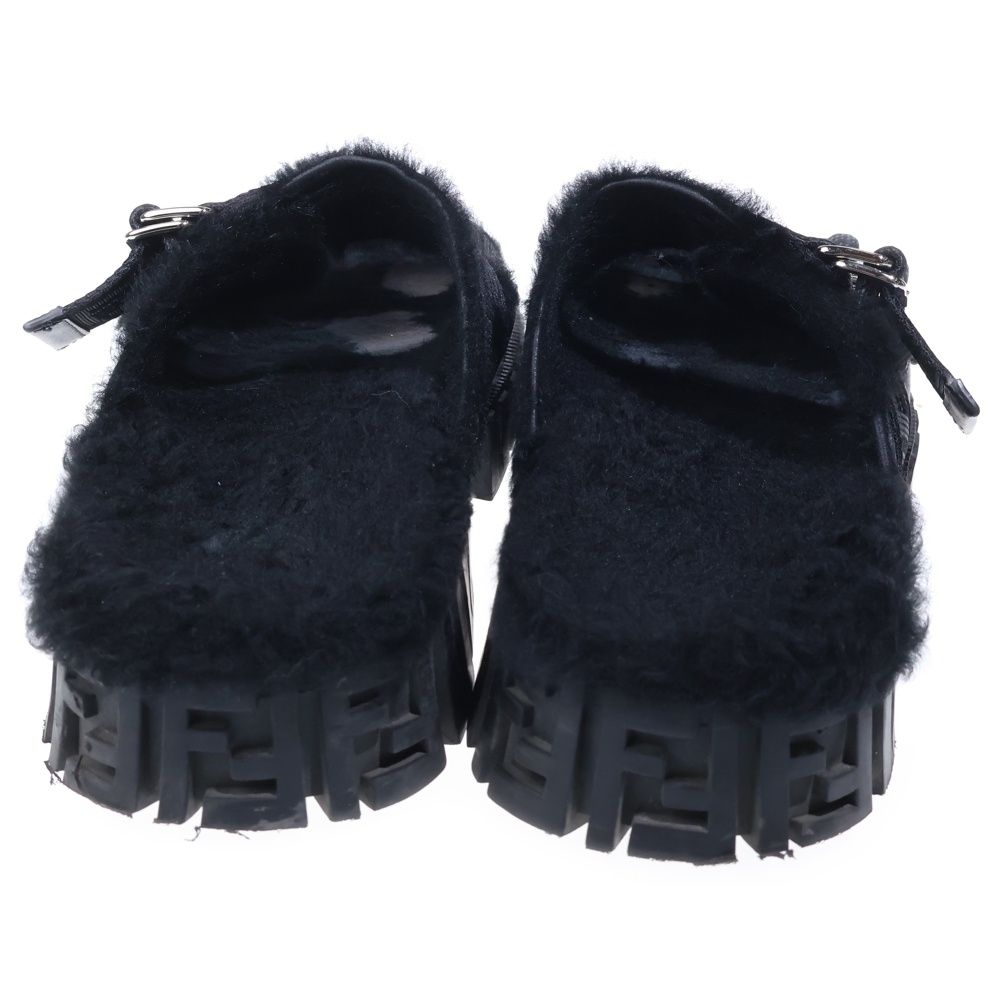 Fendi Fflogo Sole Shearling Sandals Black — view 3
