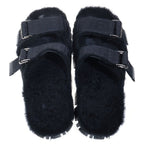 Fendi Fflogo Sole Shearling Sandals Black — view 4