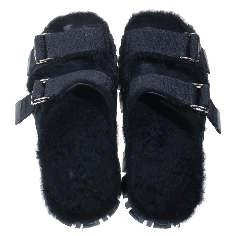 Fendi Fflogo Sole Shearling Sandals Black — view 4