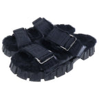 Fendi Fflogo Sole Shearling Sandals Black — view 2