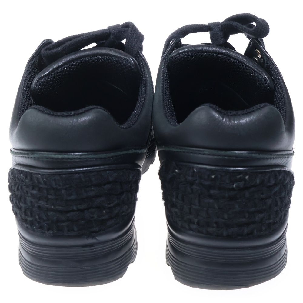 Chanel Leather Tweet Sneakers CC Logo Silver Black — view 3