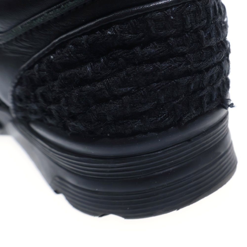 Chanel Leather Tweet Sneakers CC Logo Silver Black — view 6