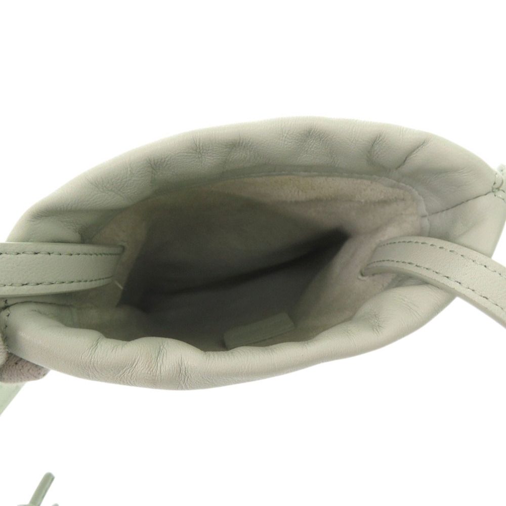 Celine Triomphe Drawstring Phone Pouch Leather Light Green Shoulder Bag — view 6