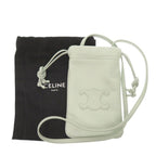 Celine Triomphe Drawstring Phone Pouch Leather Light Green Shoulder Bag — view 2