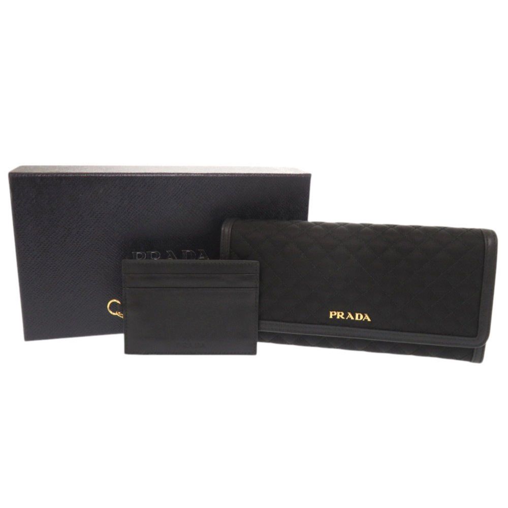 Prada Quilted Nylon Leather Black Wallet — view 2