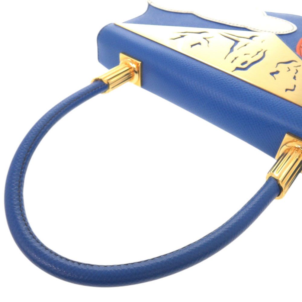 Hermes Limited Sun Cloud Courchevel Blue France Gold Handbag — view 5