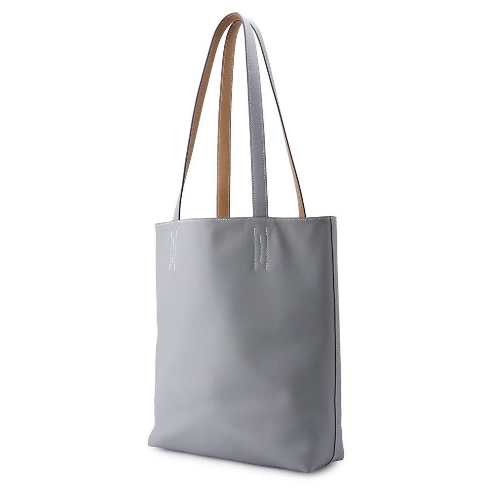 Hermes Tote Neo Double Sens 28 Gris Perle Pouchier Swift Reversible — view 3