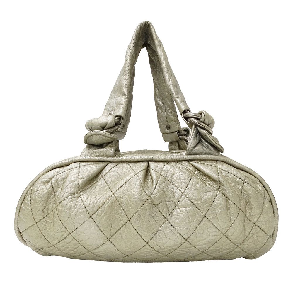 Chanel Bag Handbag Wild Stitch Leather Champagne Gold Silver Handheld Quilted — view 2