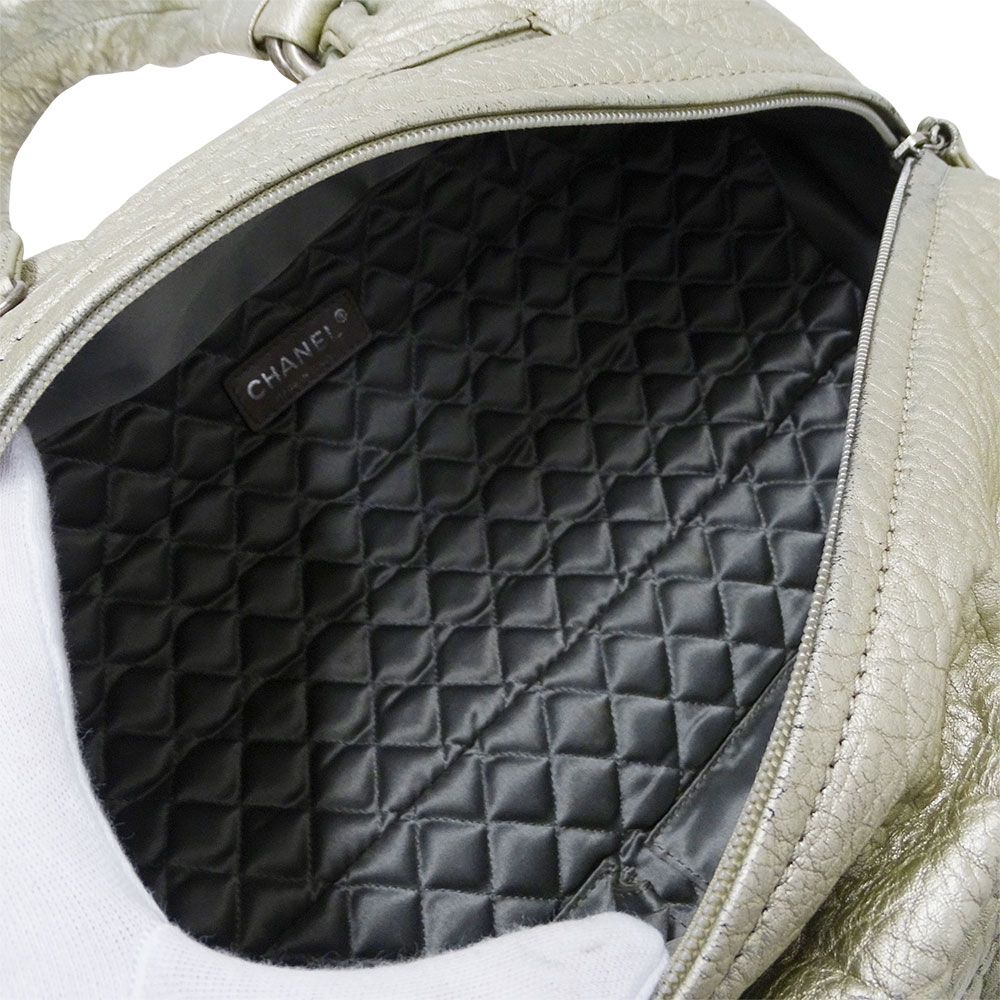 Chanel Bag Handbag Wild Stitch Leather Champagne Gold Silver Handheld Quilted — view 5