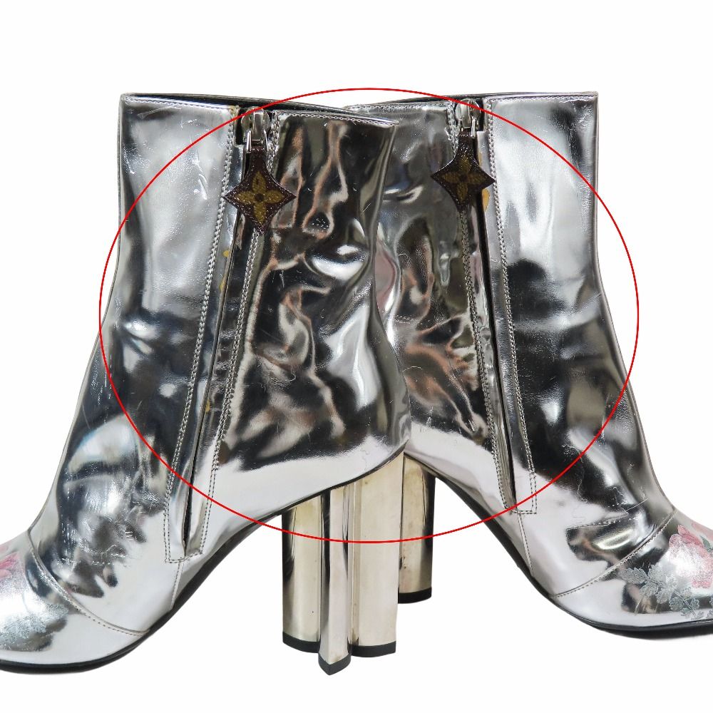 Louis Vuitton Silhouette Line Ankle Boots Metallic Floral Print Short Leather — view 8
