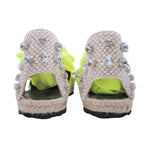 Loewe Paula S Ibiza Crystal Ribbon Espadrilles Sandals 37 Neon Yellow — view 3